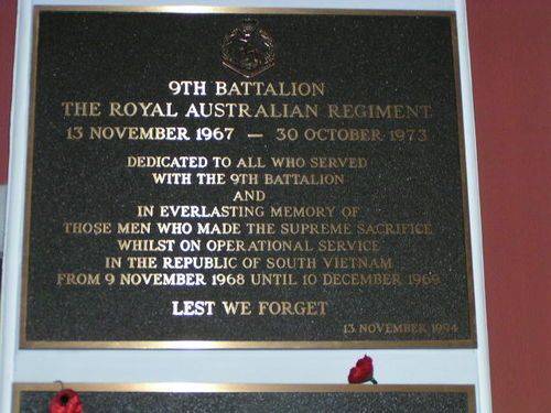 9th Battalion RAR Plaque Vietnam 
