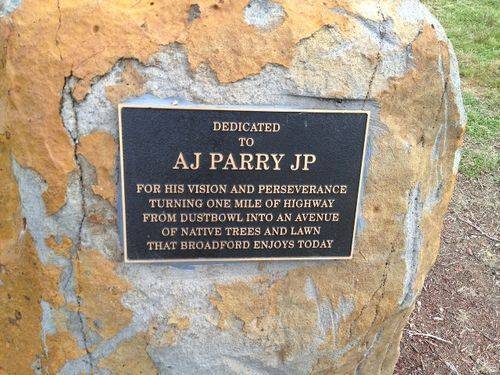 A J Parry Plaque : November 2013