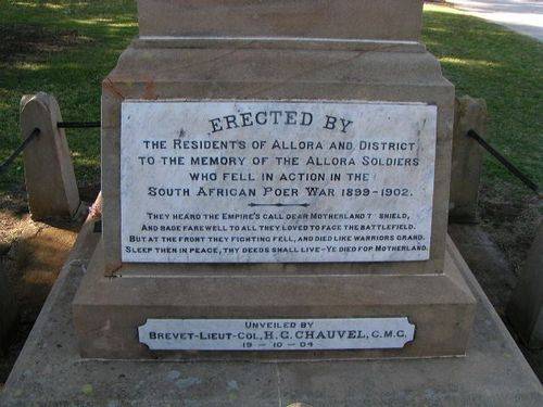 Allora Boer War Memorial Dedication Allora Boer War Memorial Dedication