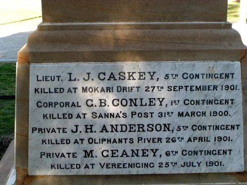 Allora Boer War Memorial Inscription 1 Allora Boer War Memorial Inscription 1