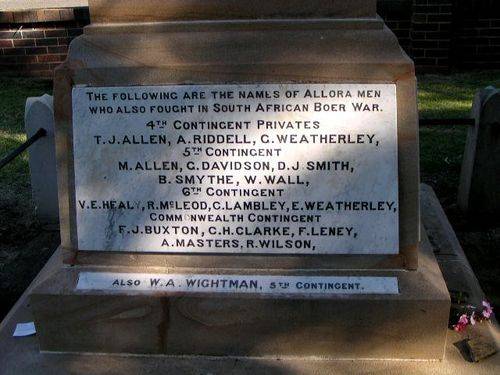 Allora Boer War Memorial Inscription 2 Allora Boer War Memorial Inscription 2
