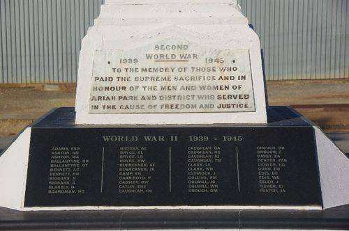 Ariah Park WW2 Inscription Ariah Park WW2 Inscription
