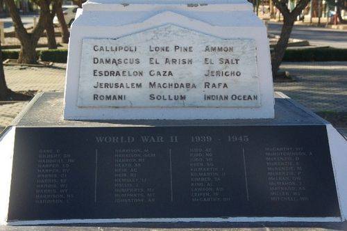 Ariah Park War Memorial Back Inscription Ariah Park War Memorial Back Inscription