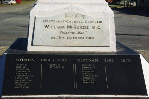 Ariah Park War Memorial Unveiling Plaque Ariah Park War Memorial Unveiling Plaque