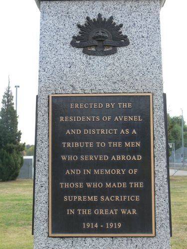 Avenel War Memorial : 16-May-2013 Avenel War Memorial : 16-May-2013