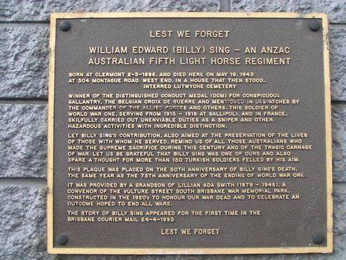 Billy Singh Plaque Billy Singh Plaque