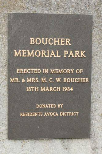 Boucher Memorial Park Inscription