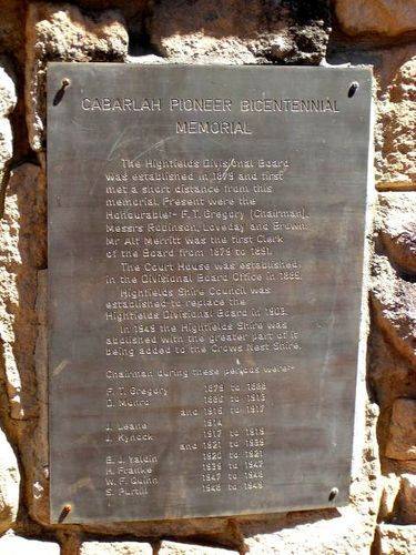 Cabarlah Pioneers Bicentennial Memorial Plaque