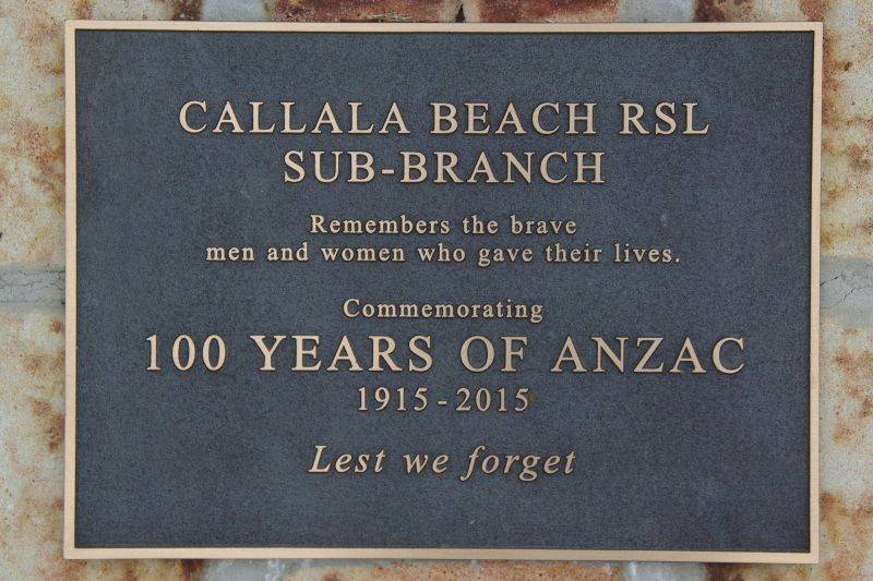 Anzac Centenary Plaque : 15-June-2015