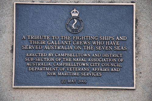 Campbelltown Naval Memorial Inscription Plaque Campbelltown Naval Memorial Inscription Plaque