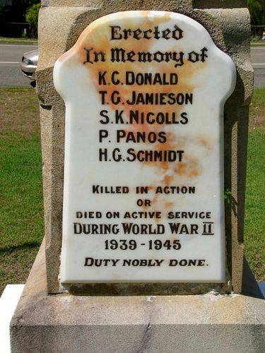 Cardwell War Memorial Inscription