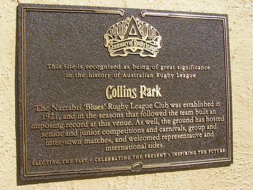 Centenary of Rugby League Plaque : 11-August-2014 Centenary of Rugby League Plaque : 11-August-2014