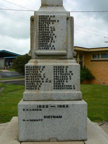 Cobden War Memorial Left Side Cobden War Memorial Left Side