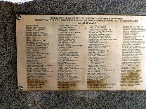 Cooktown War Memorial Plaque closeup