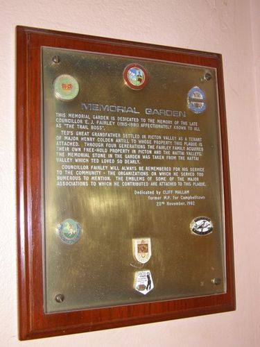 Fairley Memorial Plaque : 13-June-2014 Fairley Memorial Plaque : 13-June-2014
