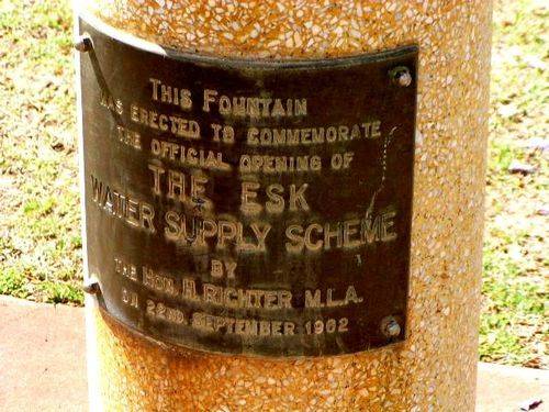 Esk Water Supply Inscription