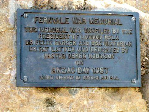 Fernvale War Memorial Unveiling Plaque Fernvale War Memorial Unveiling Plaque