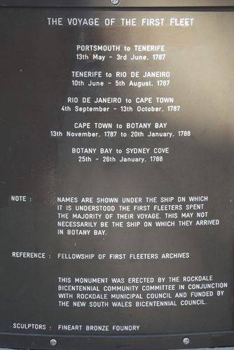 Voyage of the First Fleet Plaque : Feb 2014