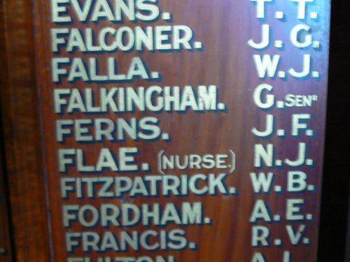 Footscray Roll of Honour Footscray Roll of Honour
