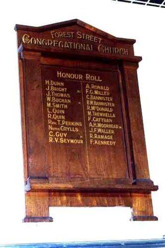 Forest Street Congregational Honour Roll08 Nov 2009 Forest Street Congregational Honour Roll08 Nov 2009