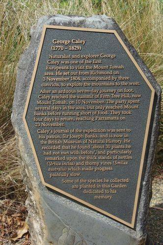 George Caley Plaque Inscription : December 2013