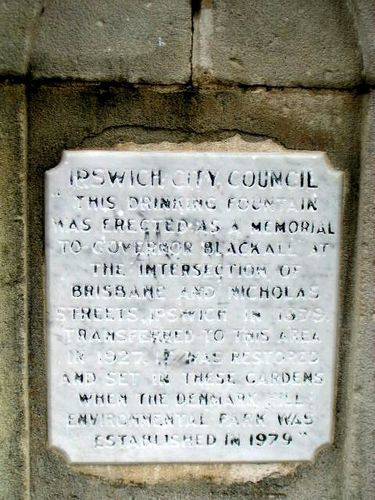 Governor Blackall Memorial Fountain Inscription Back