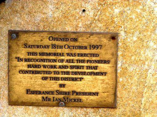Grass Patch Pioneer Memorial Inscription
