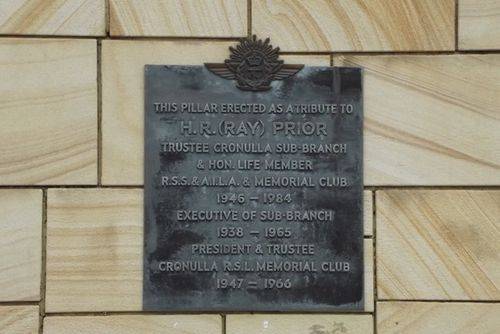 Ray Prior Inscription Plaque : November 2013