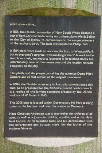 Hans Christian Anderson Description Plaque / April 2012