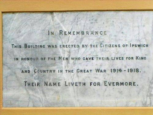 Ipswich Soldiers Memorial Hall Inscription Plaque Ipswich Soldiers Memorial Hall Inscription Plaque