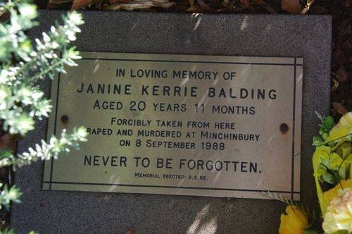 Janine Balding Memorial Plaque Janine Balding Memorial Plaque