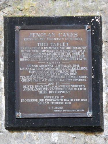 Jenolan Caves Discovery Plaque Inscription : October 2013 Jenolan Caves Discovery Plaque Inscription : October 2013