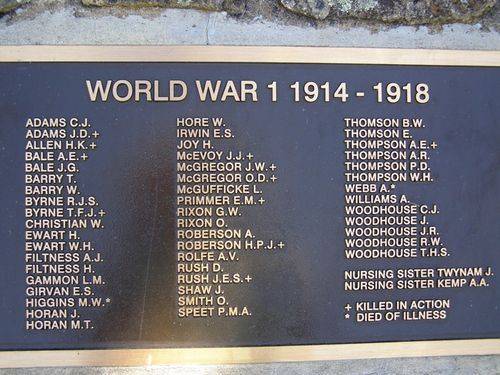 Honour Roll WW1 : 19-December-2013