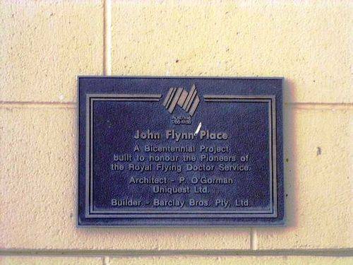 John Flynn Place Dedication Plaque