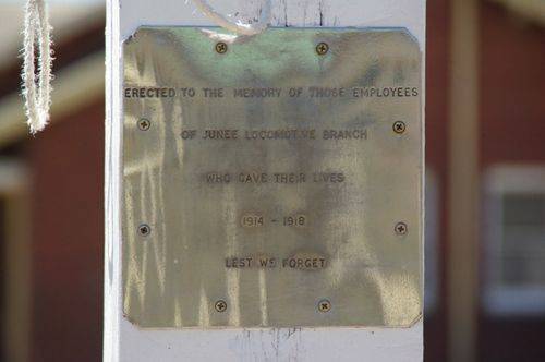 Junee Roundhouse WW1 Plaque Junee Roundhouse WW1 Plaque