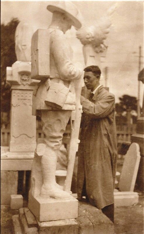 Orlando Dutton working on sculpture