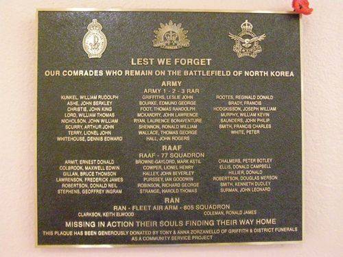 Korea Missing In Action Plaque : 28-03-2014