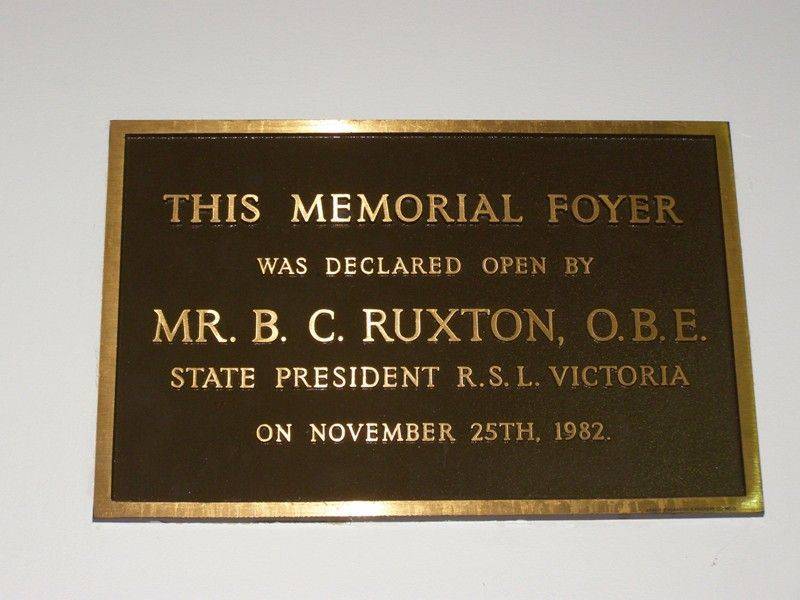 Memorial Foyer Plaque : 30-October-2014 Memorial Foyer Plaque : 30-October-2014