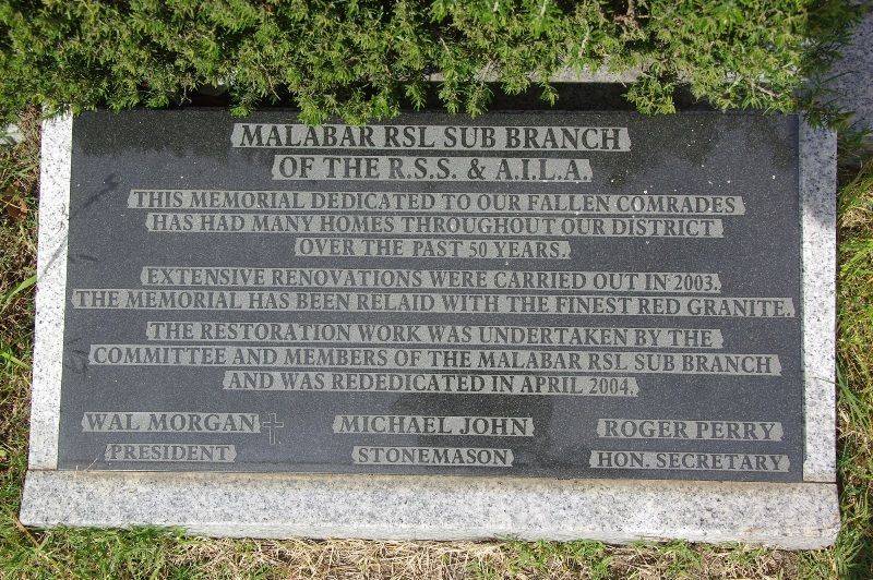 Malabar RSL Plaque : 19-September-2014 Malabar RSL Plaque : 19-September-2014