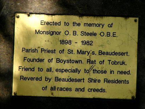 Monsignor Steele Plaque Monsignor Steele Plaque