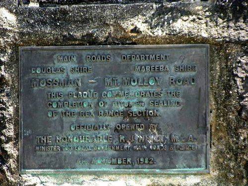 Mossman Mt Molloy Road Plaque