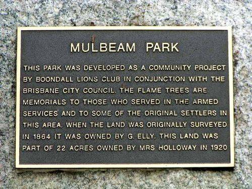 Mulbeam Park Plaque Mulbeam Park Plaque