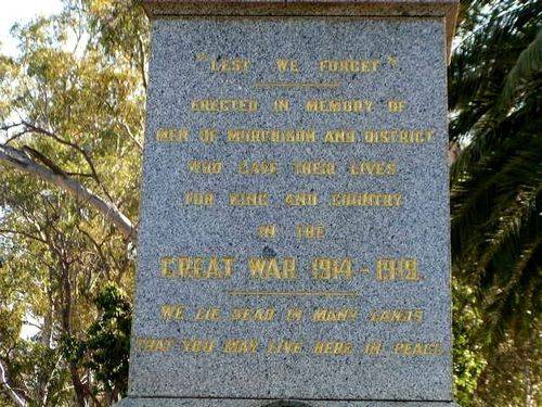 Murchison War Memorial Insc