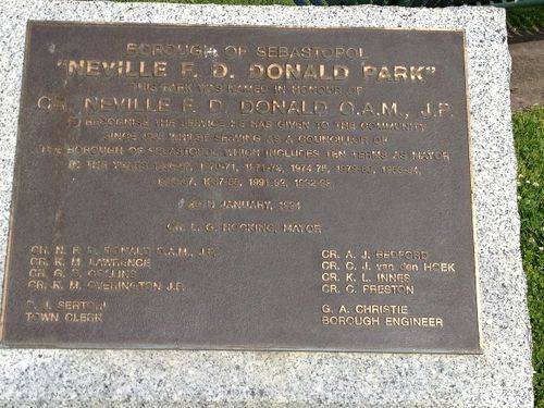 Neville F. D. Donald Inscription : October 2013