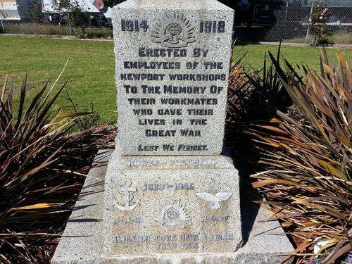 Newport Workshops War Memorial Inscription : November 2013 Newport Workshops War Memorial Inscription : November 2013