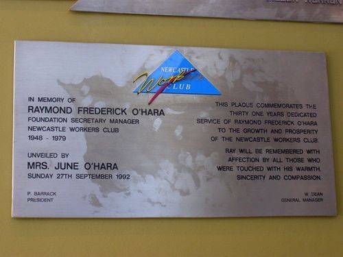 Raymond O`Hara Plaque : 31-August-2014 Raymond O`Hara Plaque : 31-August-2014