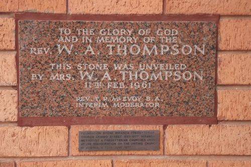Reverend Thompson Plaque : July-2014 Reverend Thompson Plaque : July-2014