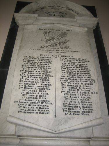 Scots Church Roll of Honour Great War : 09-February-2012 Scots Church Roll of Honour Great War : 09-February-2012