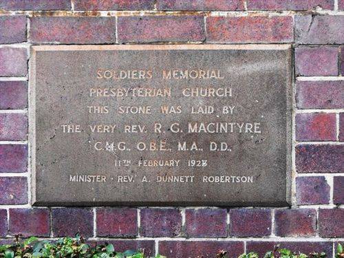 Soldiers Memorial Presbyterian Church Inscription