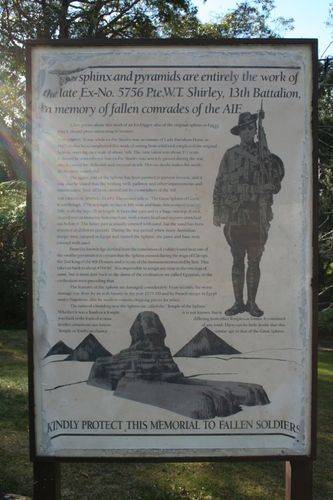 Sphinx Memorial Information Plaque : 7-August-2014